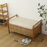 Banc, bois de noyer, avec coussin et espace de rangement.