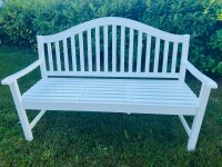 Banc de jardin avec table en bois dacacia blanc 3 fois verni