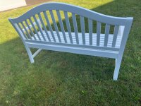 Banco de jardín con mesa de madera de acacia blanca, 3 veces lacada