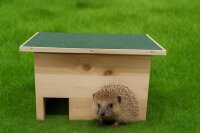 Maison pour hérisson en pin avec une entrée