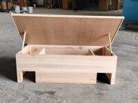 Hedgehog house made of pine wood with two entrances