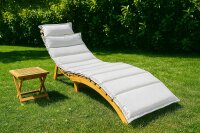 Set de chaise longue de jardin avec coussin beige et table
