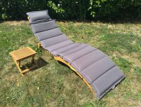 Set Gartenliege mit Auflage in beige und Tisch