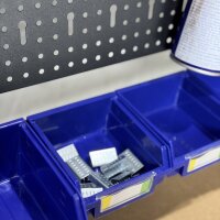 Werkbank met perforatiewand & zichtopbergdozen – stabiel, overzichtelijk & flexibel