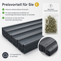 Trapezbleche 22er Set, anthrazit inkl. 200 Schrauben EXTRA dickere Wandstärke