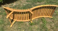 Set Gartenliege mit Auflage in grau/beige und Tisch