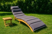 Set Gartenliege mit Auflage in grau/beige und Tisch