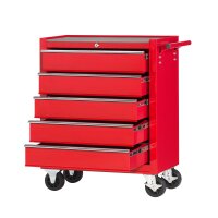 Carrello da officina, semplice con 5 cassetti, rosso