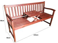 Garden bench with table made of acacia wood