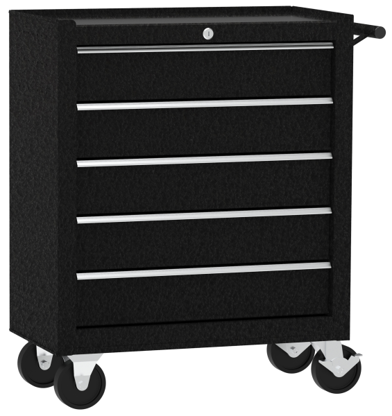 Carrello da officina, semplice con 5 cassetti, nero