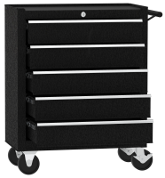 Carrello da officina, semplice con 5 cassetti, nero