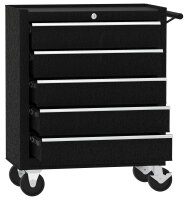 Workshop trolley, simple with 5 drawers, black