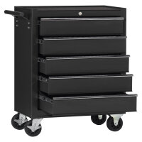 Workshop trolley, simple with 5 drawers, black