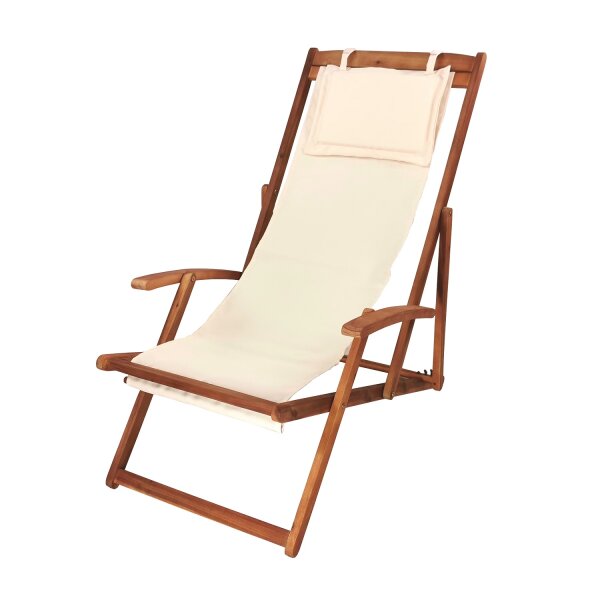 Transat de jardin. Chaise longue, transat, fauteuil avec tissu de revêtement crème