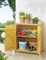 kleiner Garten und Geräteschrank