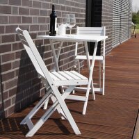 Balcony Set, Bistro Set Table with 2 Chairs, White