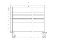 Tool cart, workshop cart 16 drawers, Pro Series, black