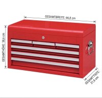 Gereedschapskist, opzet, groot, met 6 lades, rood