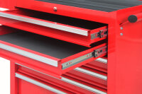 Chariot datelier, 7 tiroirs, rouge