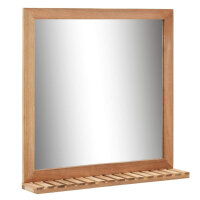 Miroir mural, 60 x 63 cm en noyer avec étagère