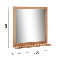 Wall Mirror, 60 x 63 cm Walnut Wood with Shelf