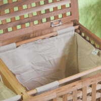 Cesta de ropa, 2 compartimentos de madera de nuez
