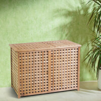 Cesta de ropa, 2 compartimentos de madera de nuez