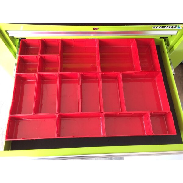 Juego de plástico de 17 piezas, rojo para cajones