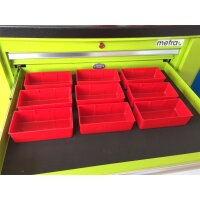 Set di contenitori in plastica 17 pezzi, rosso per cassetti