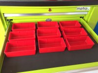 Set di contenitori in plastica 17 pezzi, rosso per cassetti