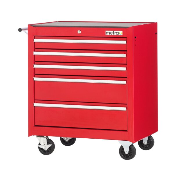Carrello da officina con 5 cassetti, rosso