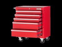 Carrello da officina con 5 cassetti, rosso