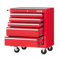 Chariot datelier avec 5 tiroirs, rouge