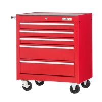 Workshop trolley with 5 drawers, red