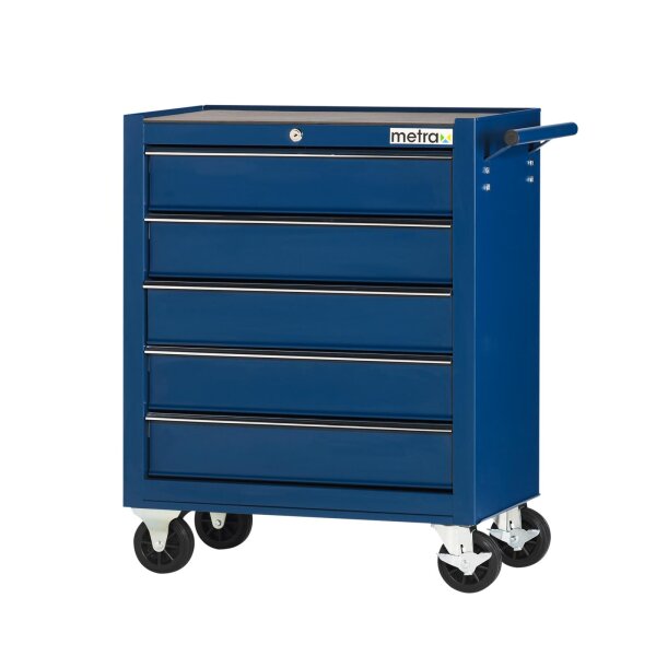 Chariot datelier, simple avec 5 tiroirs, bleu