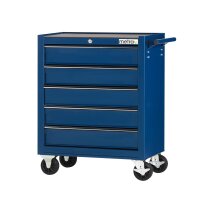 Chariot datelier, simple avec 5 tiroirs, bleu