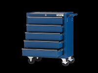Chariot datelier, simple avec 5 tiroirs, bleu