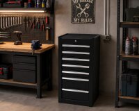 Armoire à outils noire, étroite, 7 tiroirs