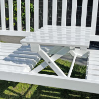 Banco de jardín con mesa de madera de acacia blanca 3 veces lacada