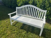 Havebænk med bord i akacietræ hvid 3-faset lakkeret