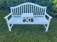 Ławka ogrodowa z akacjowego drewna biała 3-krotnie lakierowana