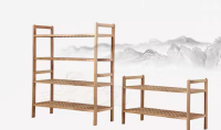 2x Shoe Rack, 2-Tier Stackable Grid Design, Walnut Wood