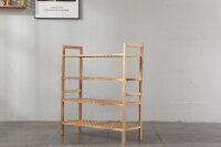 4x étagère à chaussures, empilable à 2 niveaux design en treillis, noyer