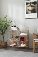 5x Stojak na buty, 2-warstwowy, składany, design w siatkę, drewno orzechowe