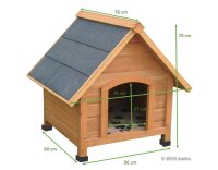 Casetta per cani, legno massello, tetto a punta 70 x 60 x 75 cm