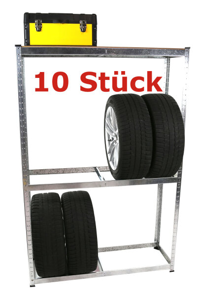 SET 10x scaffale per pneumatici, 120 x 40 x 180 cm, per 80 pneumatici