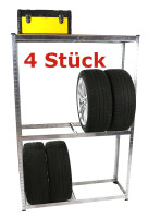 SET 4x Dækregal, 120 x 40 x 180 cm, til 32 dæk