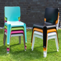Chaise empilable, chaise en plastique robuste disponible en couleurs variées