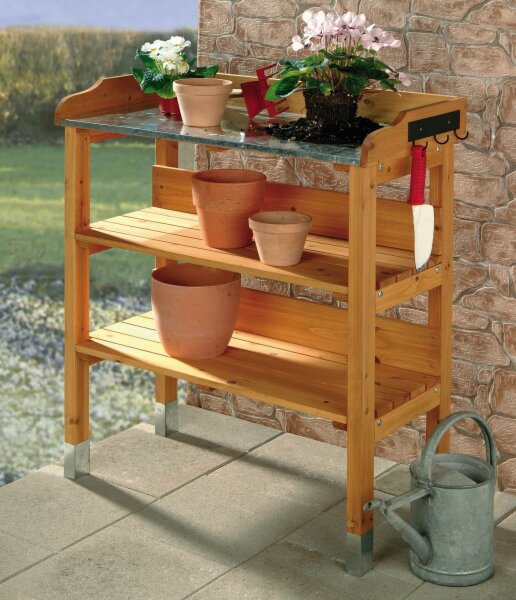 Planting table with zinc top