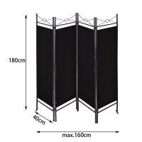 Paravent schwarz, Raumteiler, Trennwand, spanische Wand